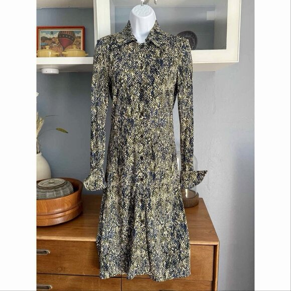 Diane Von Furtenberg 70s style Snake Print Silk Jersey Shirt Dress Size 4 - Picture 1 of 8